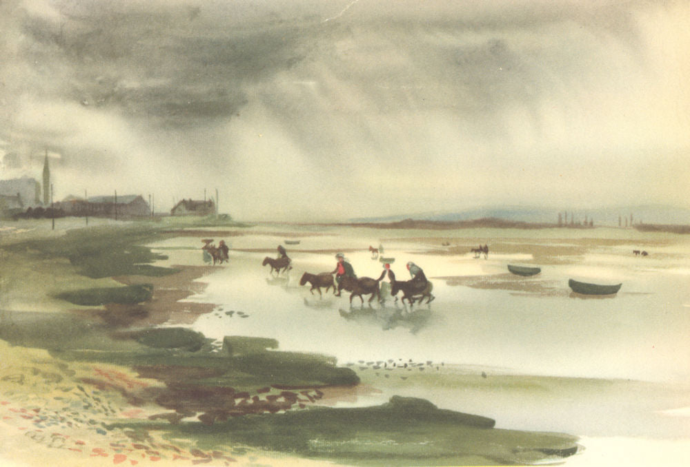 GOWER. Penclawdd. Wales. By Mona Moore 1948 old vintage print picture